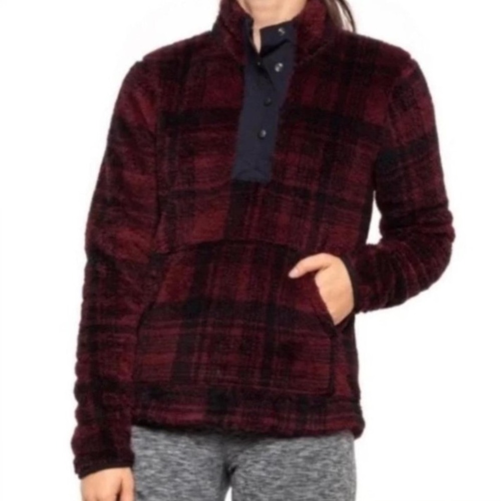 Eddie Bauer Pemba‎ 3/4 Snap Plaid Fleece Shirt